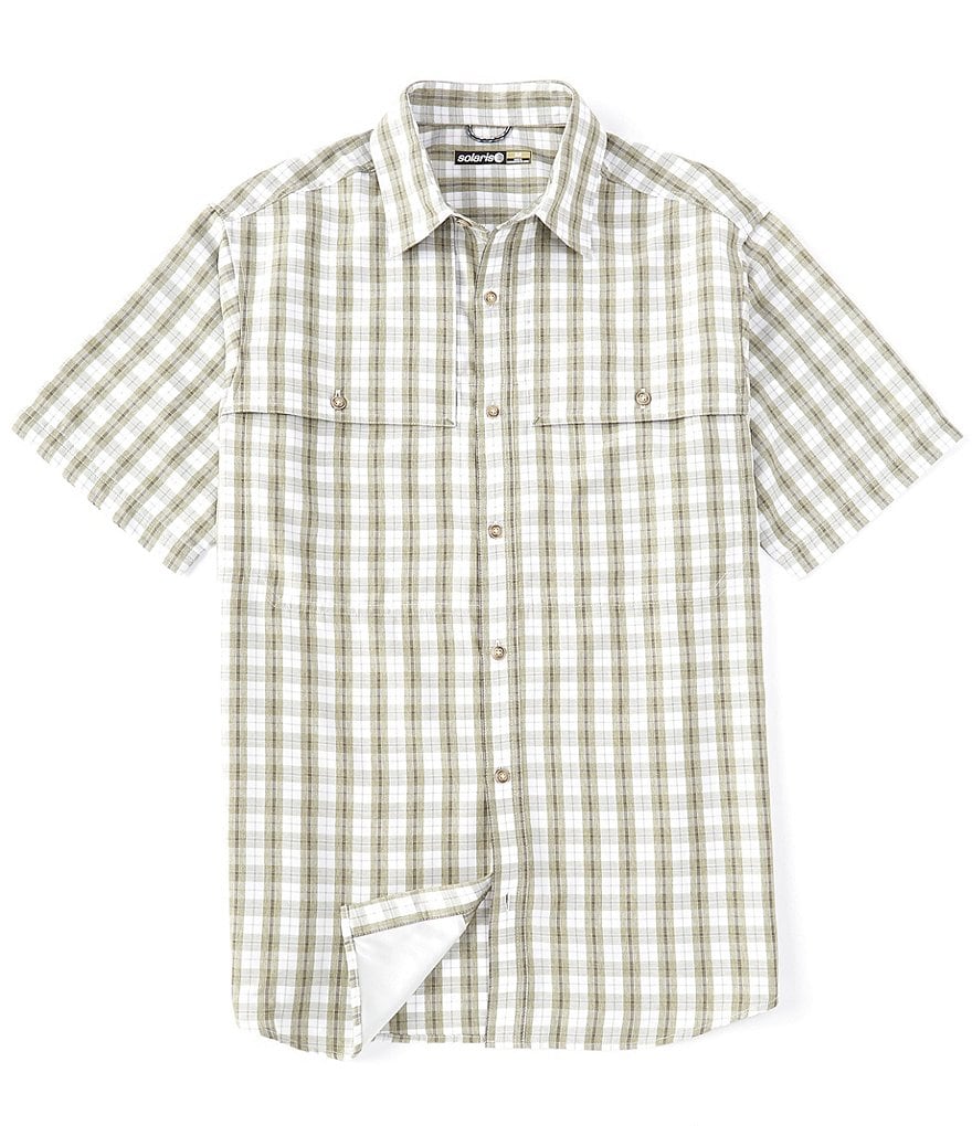 Solaris Big & Tall Short Sleeve Checked Print Synthetic UV Protection Shirt