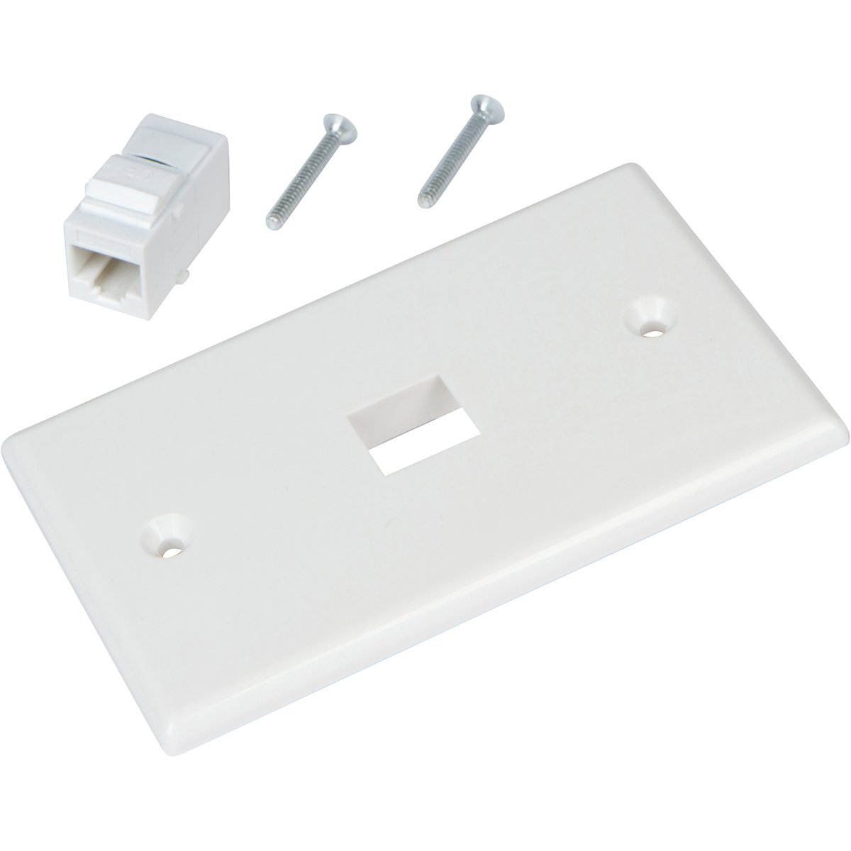 Buyer's Point 1 Port Cat6 Wall Plate, Female-Female with Single Gang Low Voltage Mounting Bracket Device Pack of 2 White 1 Port