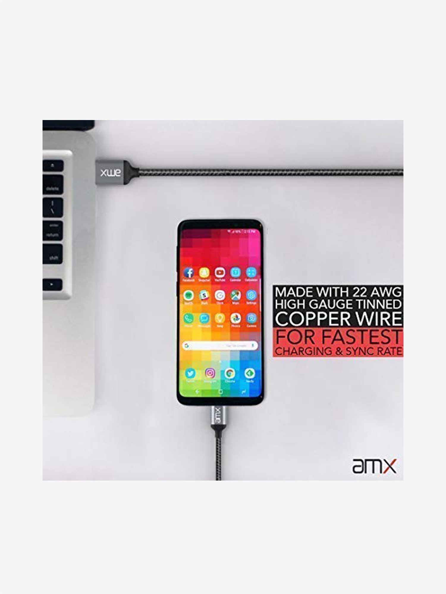 AMX Type-C USB 3.1 Gen 1 to USB-A Cable 2M (Grey)