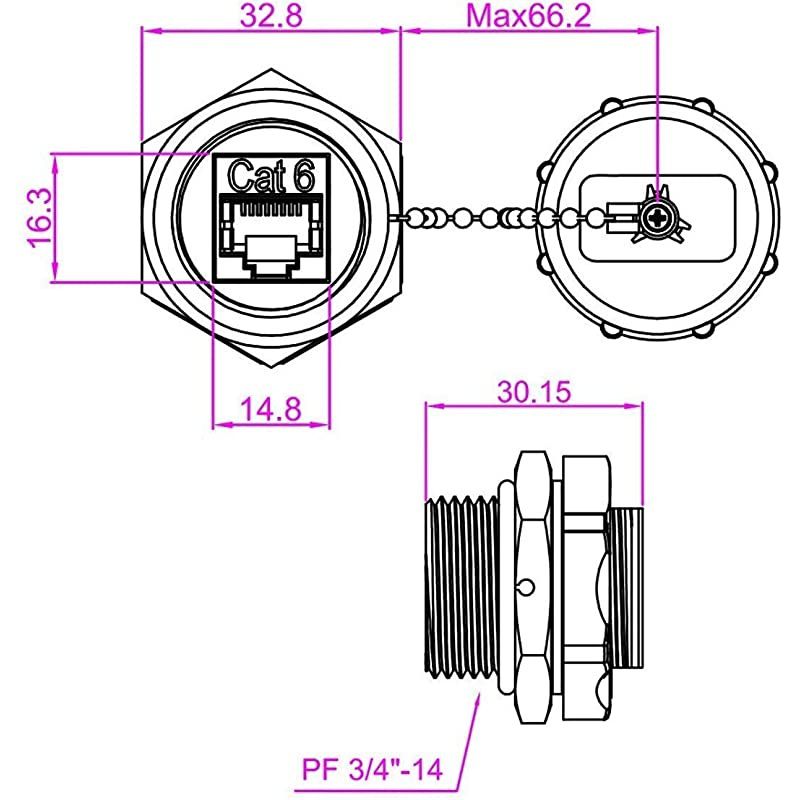CAT6 RJ45 Shielded Industrial Panel Mount Bulkhead FemaleFemale Feed Thru Coupler Network Connectors IP67 WaterproofDust Cap 10 Pack Black