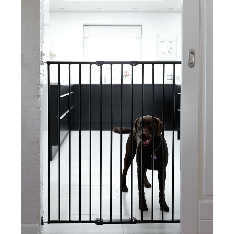 Scandinavian Pet Design Extra Tall 42 Inch Wall Mount Portable Animal Pet Safety Gate for Large and Small Dogs, Black