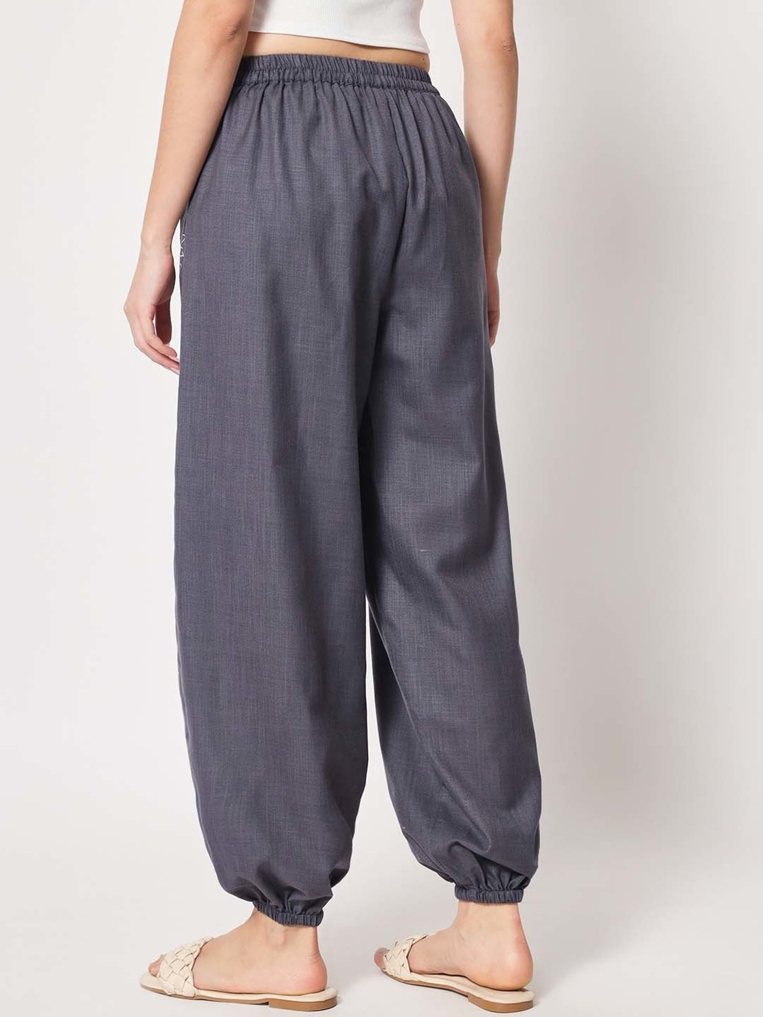 9rasa Grey Cotton Printed Trousers
