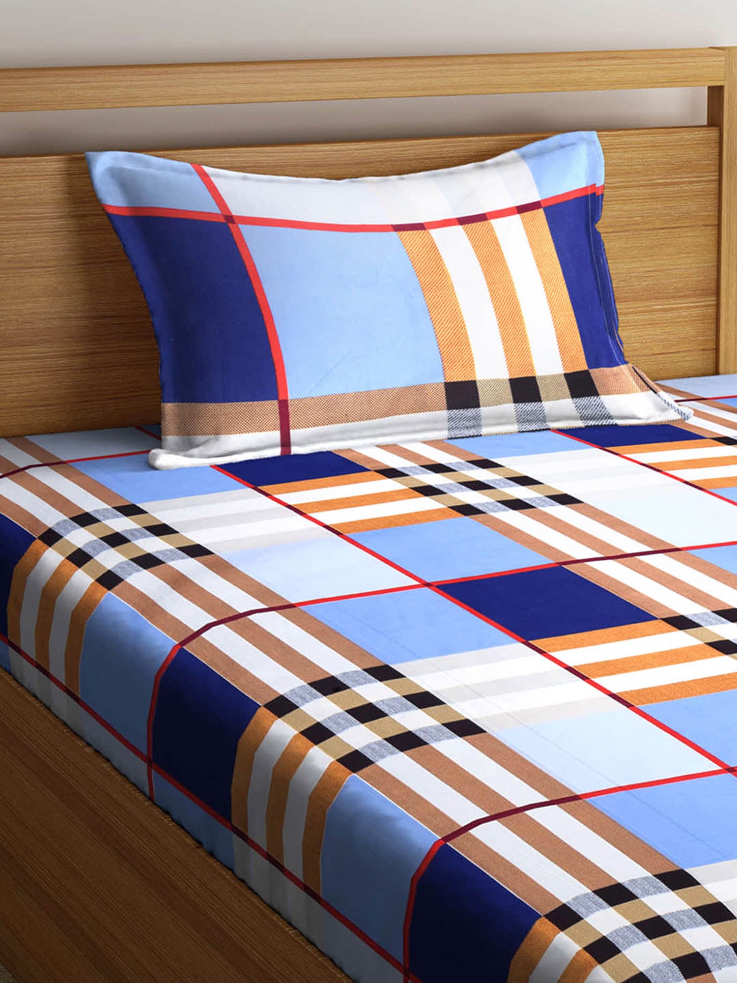 Klotthe Multicolor Cotton 300 TC Single Bedsheet Set