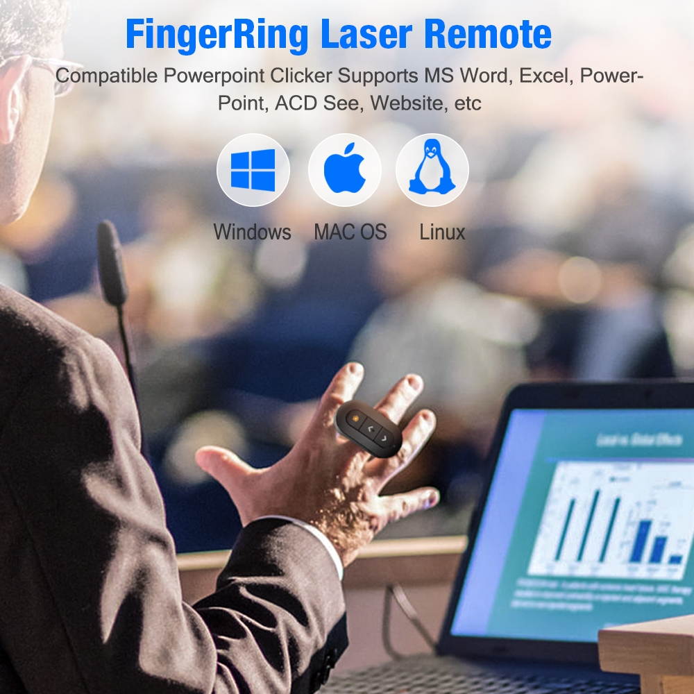 For Bluetooth Presentation Remote Powerpint Clicker RF 2.4 GHz Dual Modes USB Wireless Presenter Presentation Clicker Slide Advancer for Mac/Keynote/PC/PPT