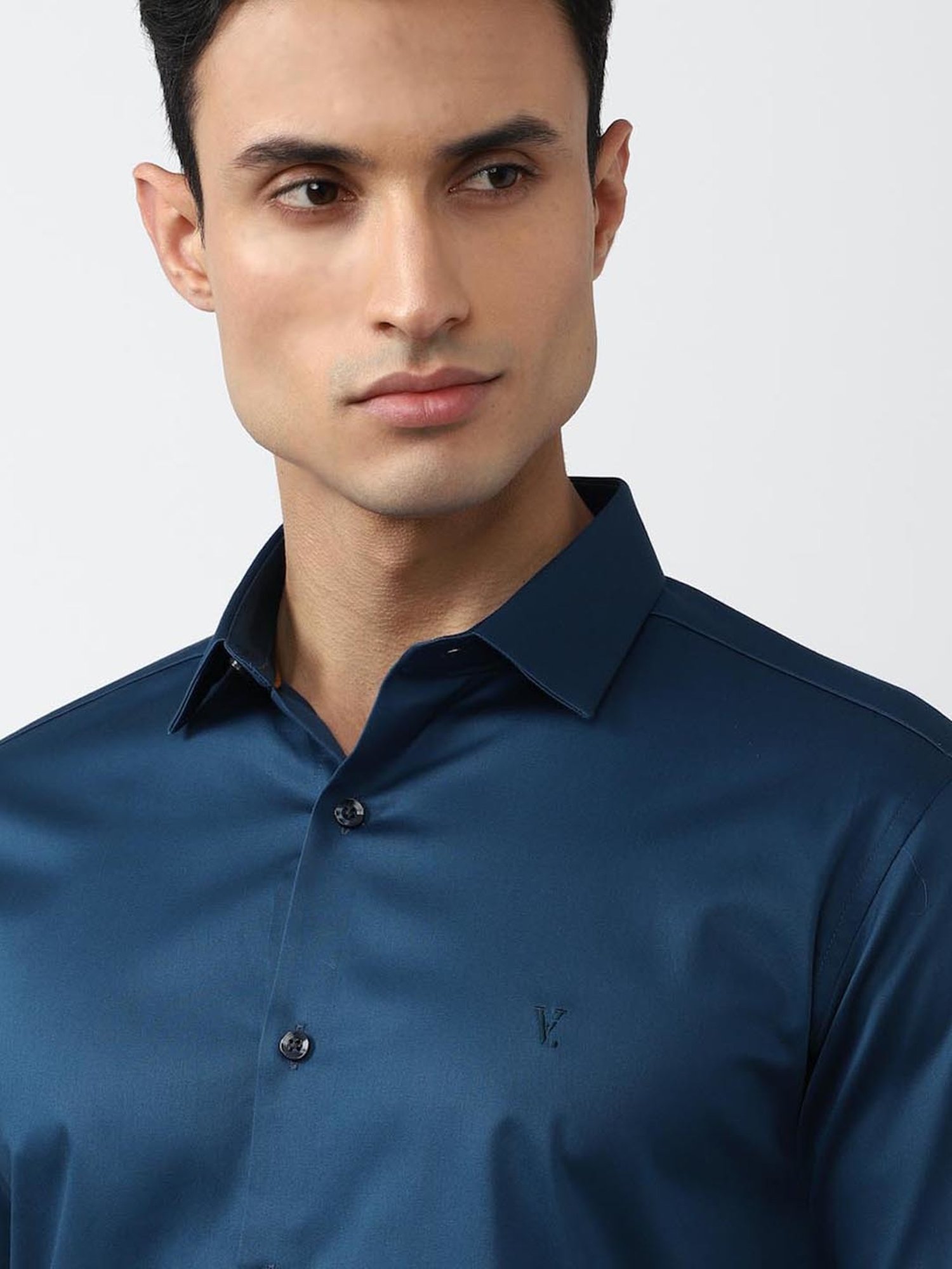 V Dot Blue Slim Fit Shirt
