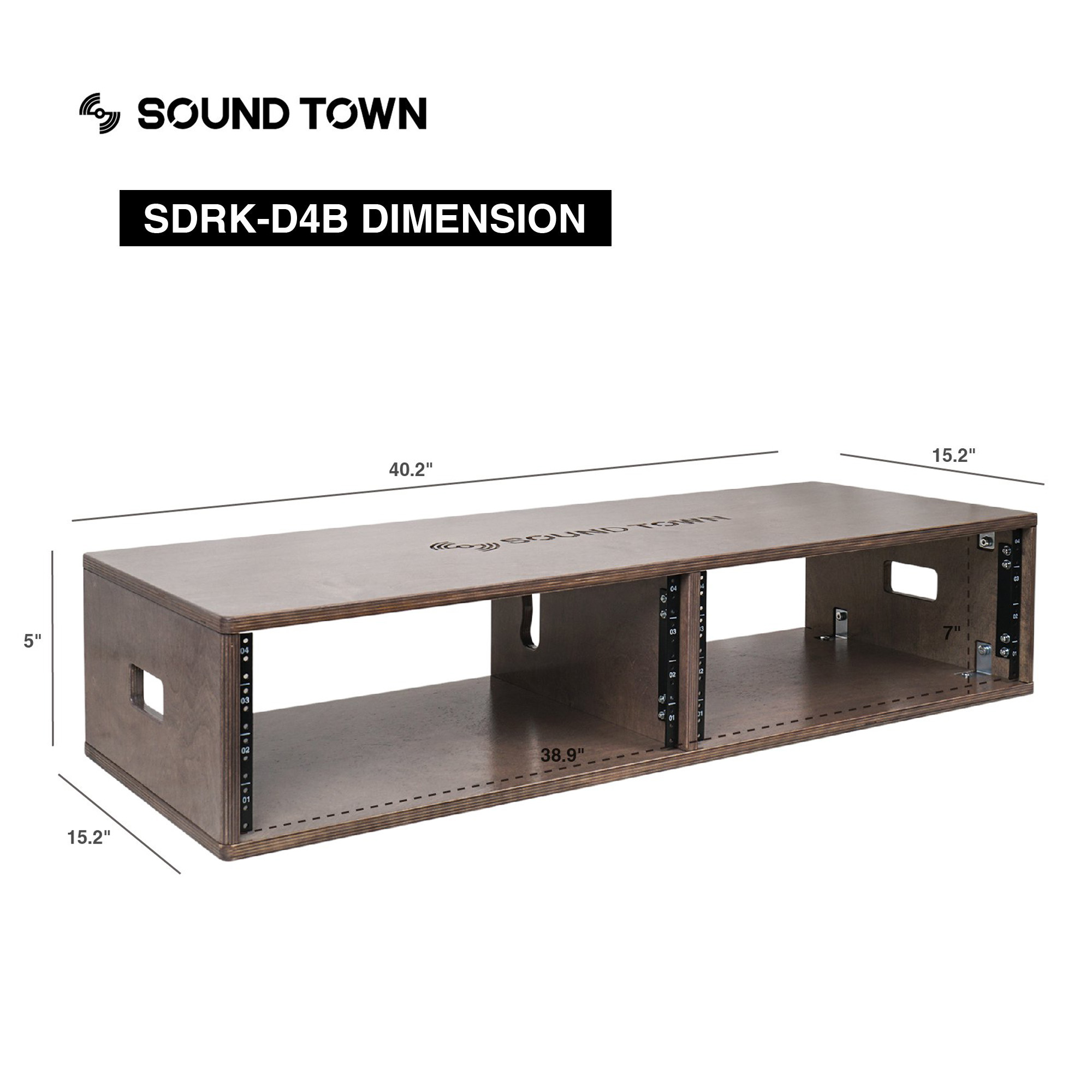 Sound Town DIY 2 x 4U Studio Rack, Plywood, Weathered Gray For Recording Room, Home Studio (SDRK-D4B)
