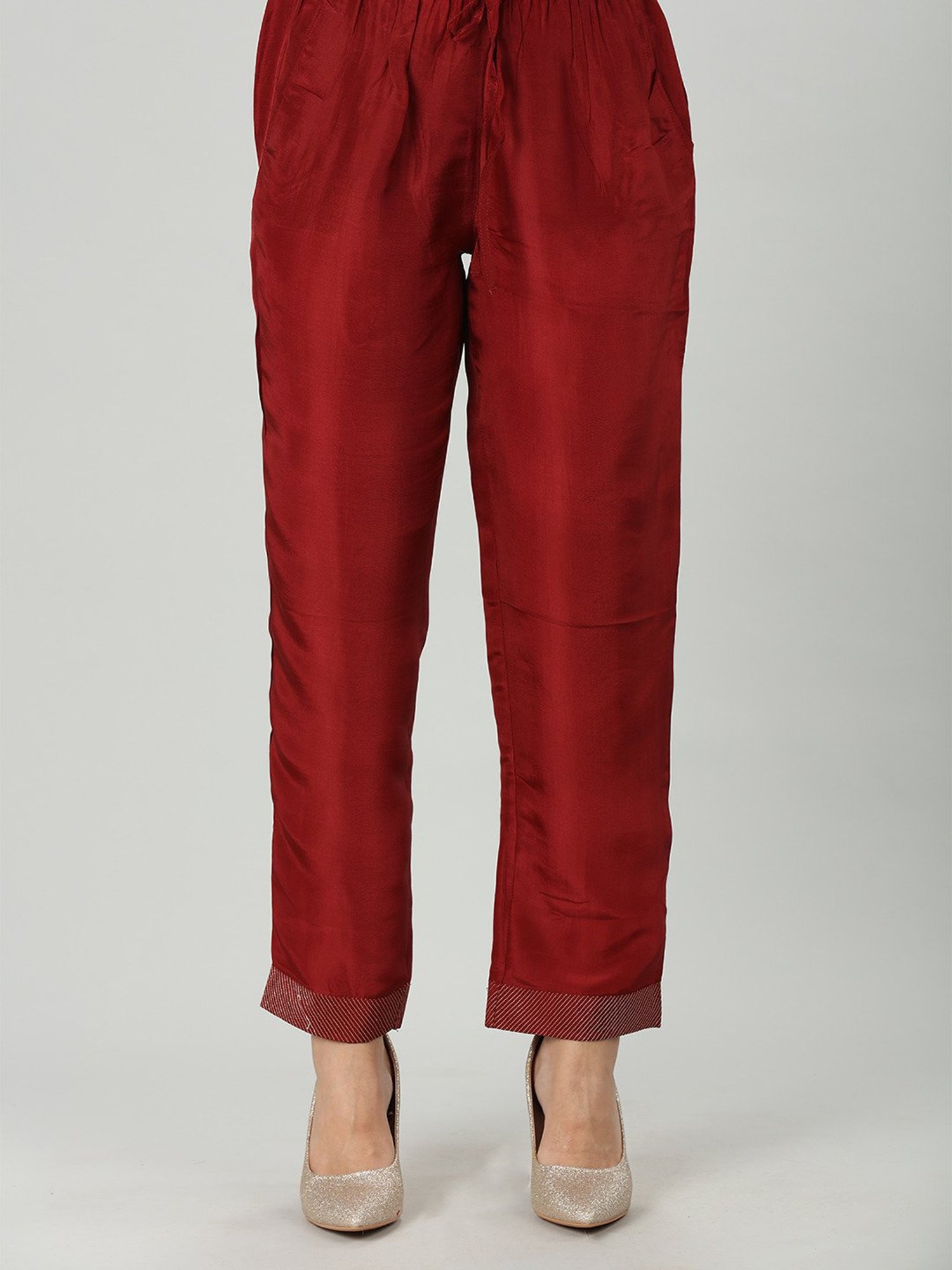 Mustard Maroon Regular Fit Palazzos