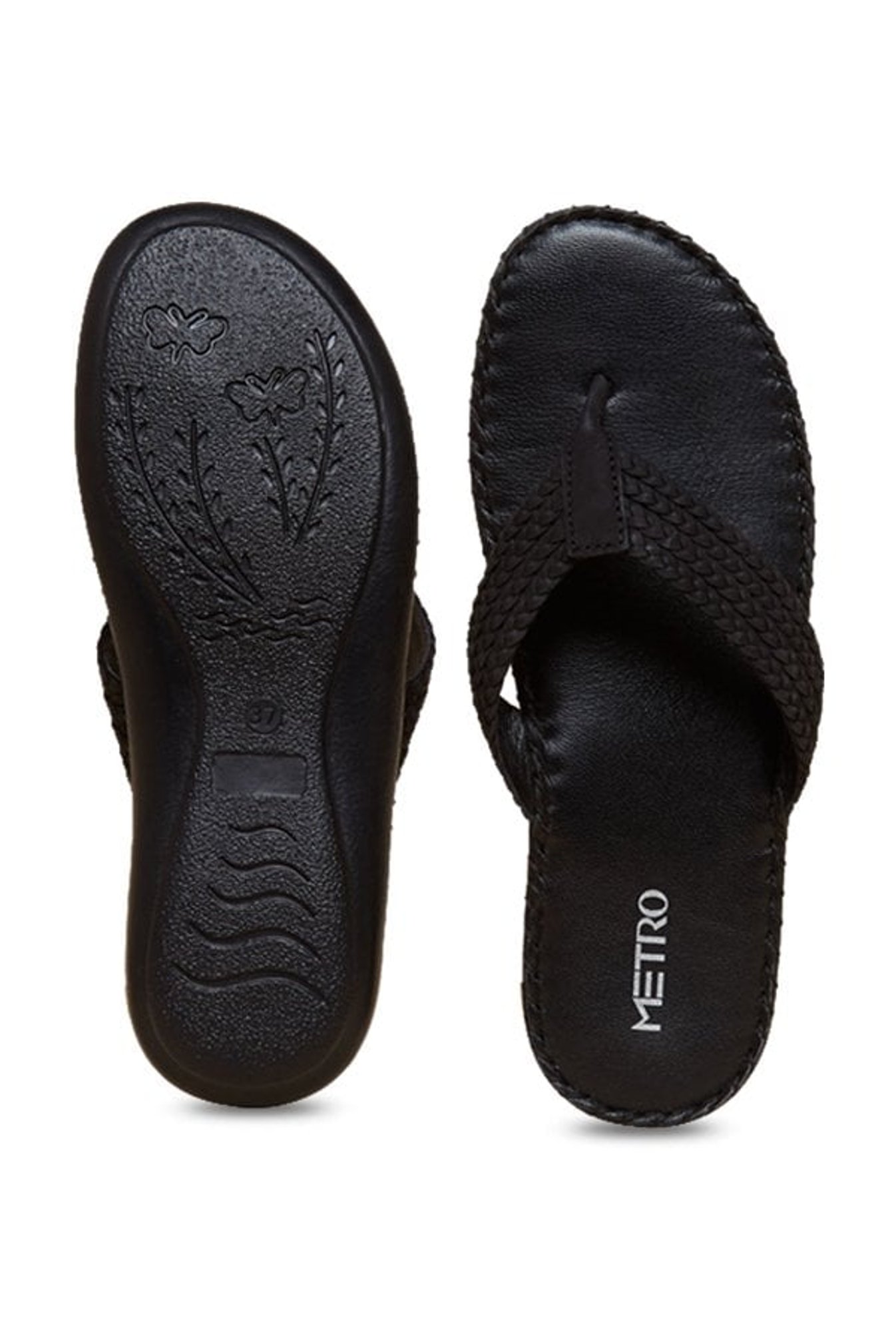 Metro Women's Black Leather Slip-Ons