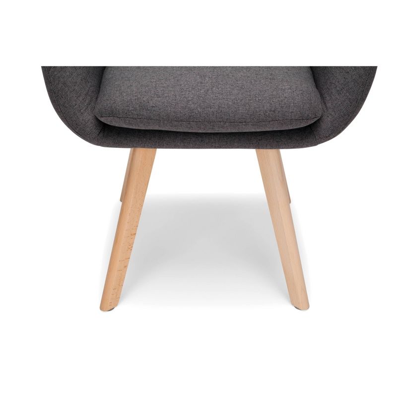 Set of 2 Tufted Fabric Mid-Century Modern Accent Chair with Arms Dining Chair Solid Beechwood Legs Dark Gray - OFM
