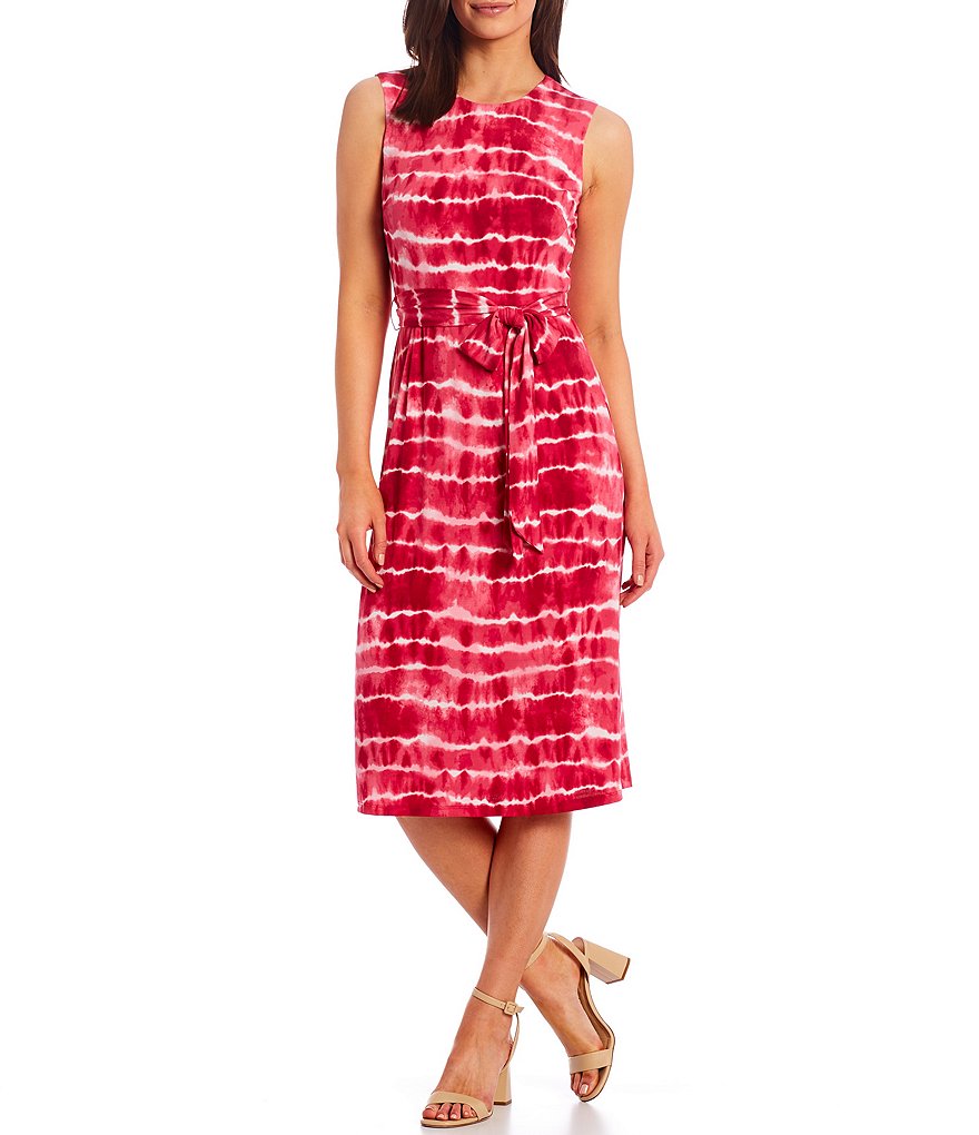 Jessica Howard Sleeveless Tie Dye Lined Sheath Midi Dress