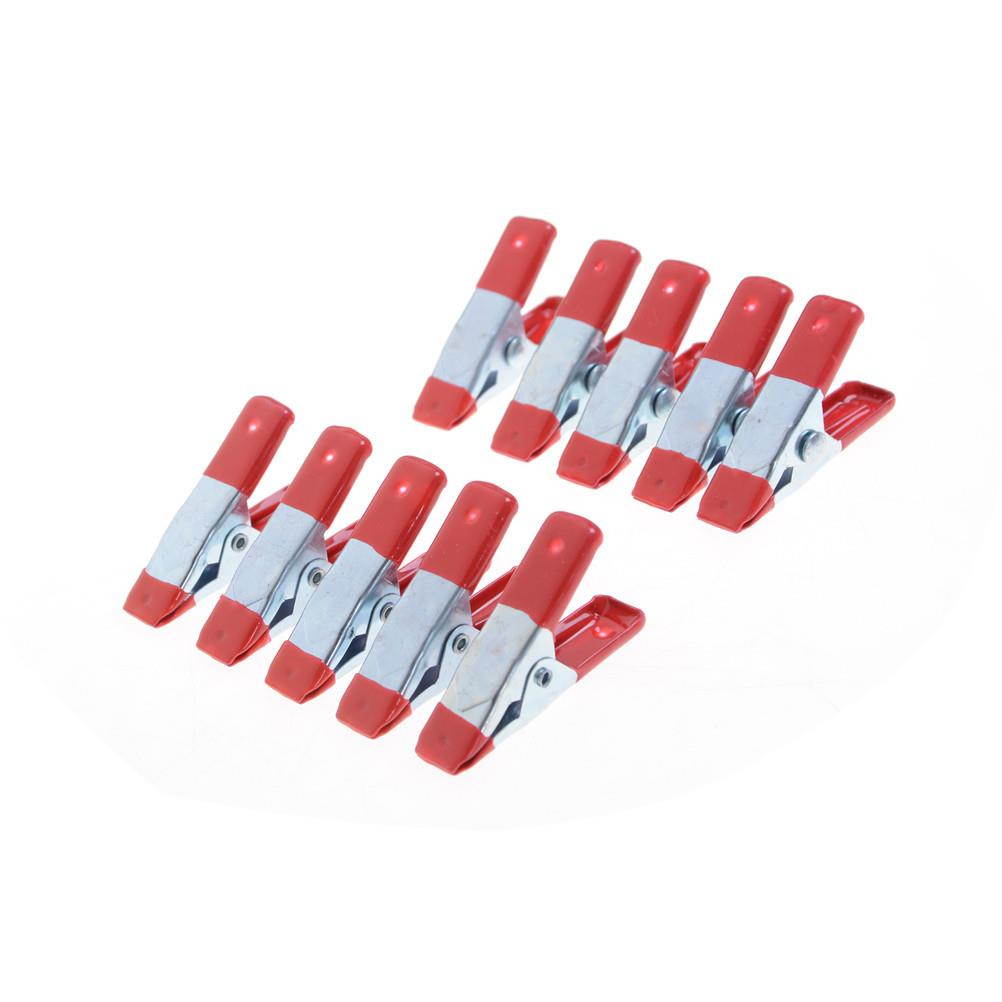 HOT 10pcs/lot 2" Mini Metal Heavy Duty Spring Clamps Clip Crocodile Clip Red Plastic Tips Tool Clips Grip Holder