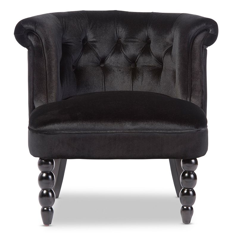 Flax Victorian Style Contemporary Velvet Fabric Upholstered Vanity Accent Chair - Black - Baxton Studio