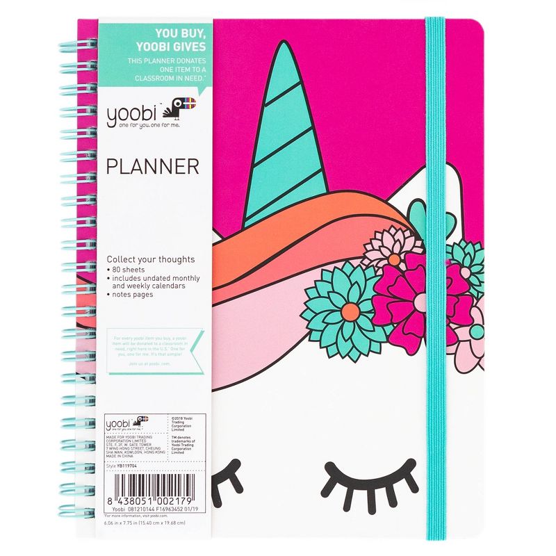 Undated Planner 7.75"x 6" Unicorn Pink - Yoobi™