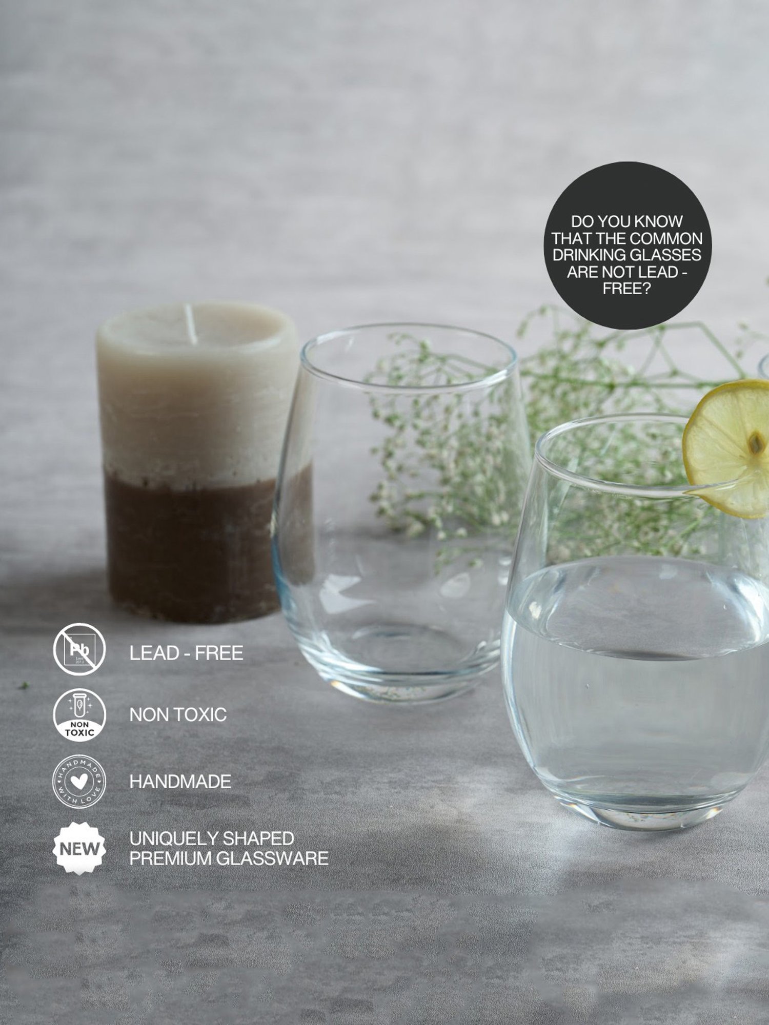 BlackCarrot Water Glass Set of 6