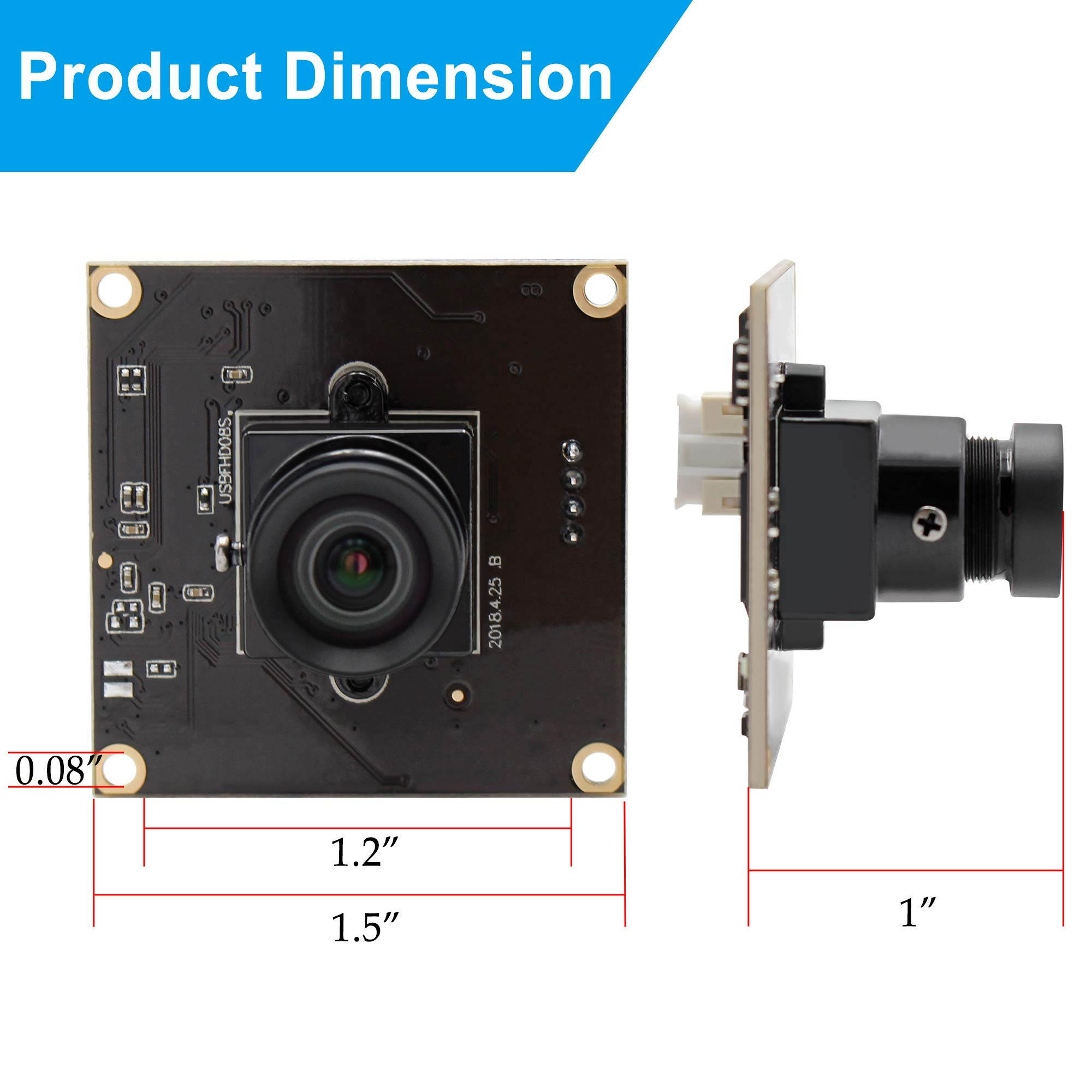 2MP USB Camera Module USB 3.0 Webcam with 100 Degree No Distortion Industrial Camera Module Supported OTG,1080P Camera with Low Illumination for Android Windows Linux Mac USB Webcam Mini Camere Module