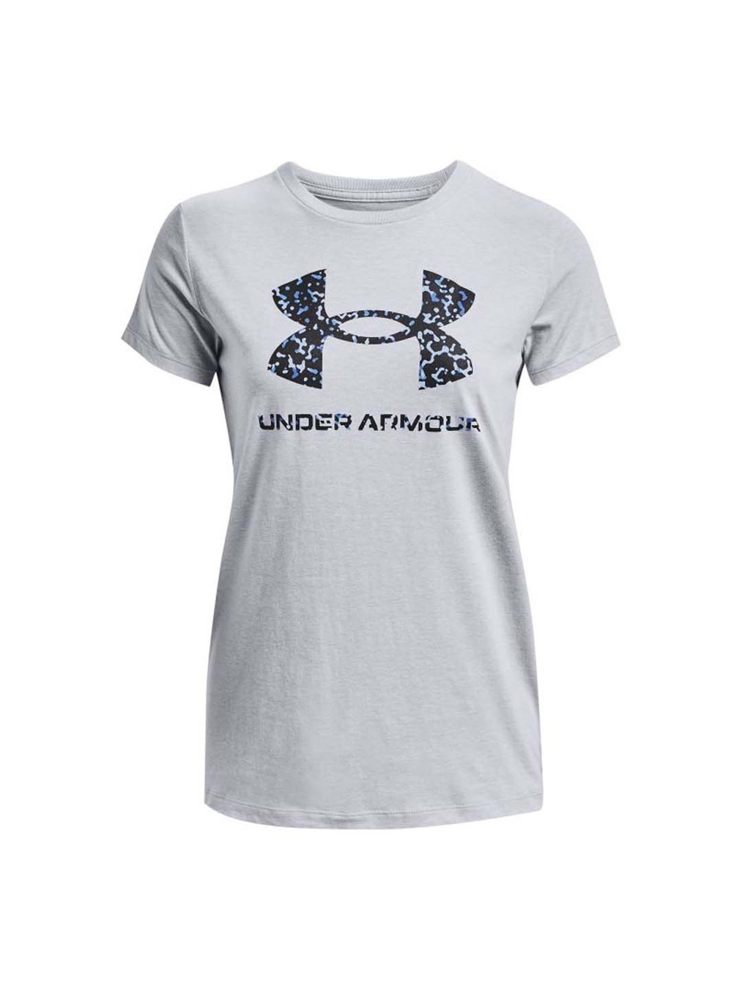 UNDER ARMOUR Grey Cotton Logo Print Sports T-Shirt