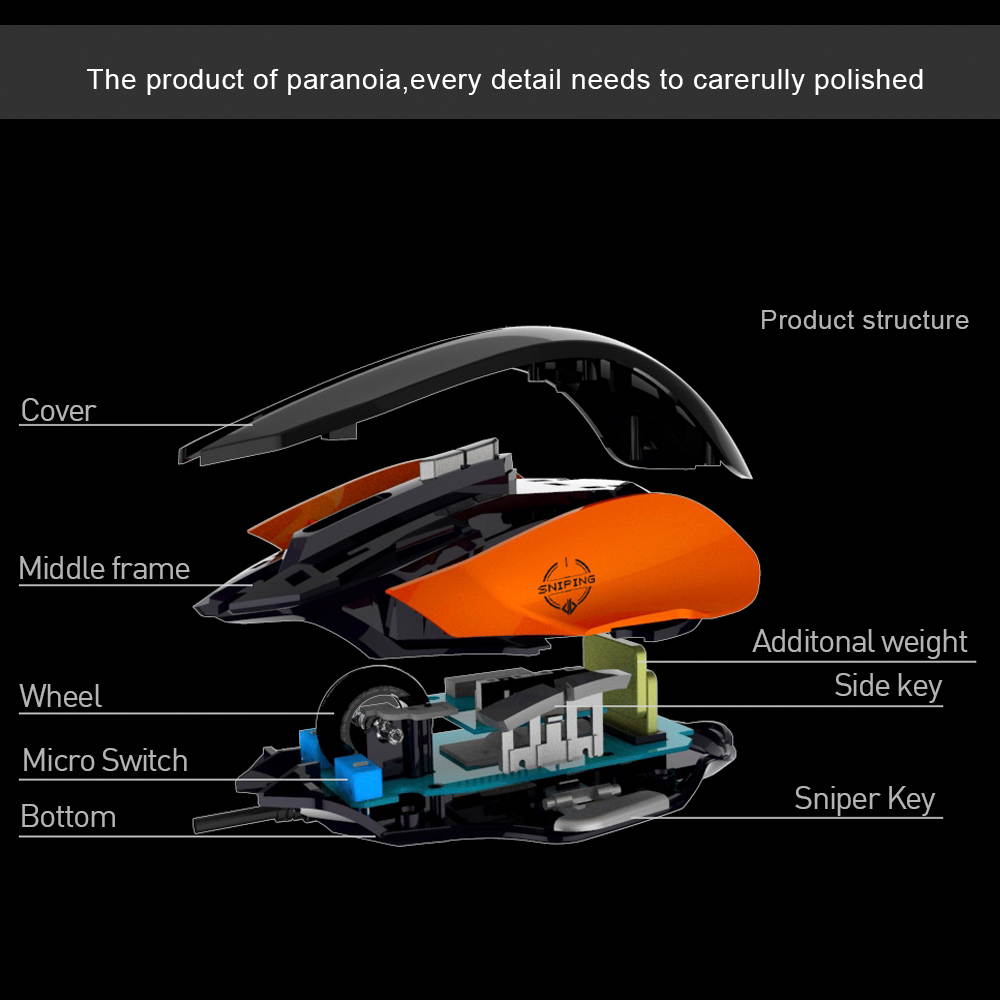 Ajazz GT AJ380 Gaming Mouse, 4000 DPI 9 Programmable Buttons Ergonomic Wired Mice for Windows XP, Vista, Linux,Win 7, Win 8,Win 10, Competitor Black