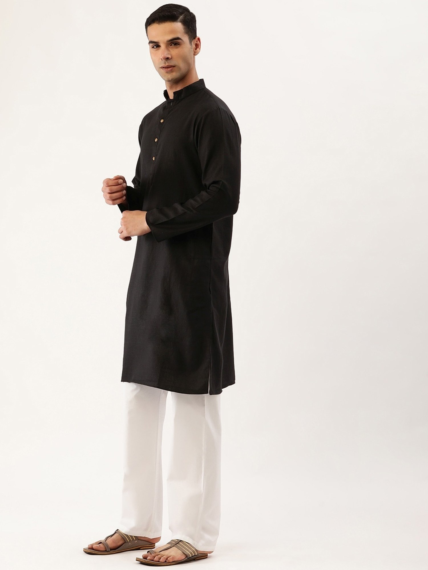 SWAGG INDIA Black Cotton Regular Fit Kurta