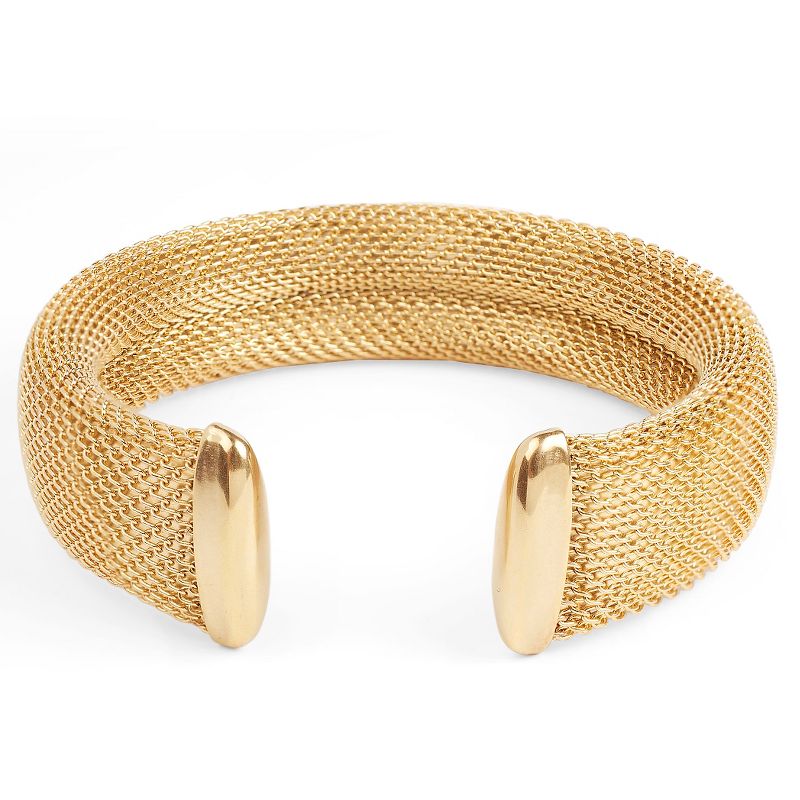 West Coast Jewelry Goldtone Stainless Steel Mesh Cuff Bracelet