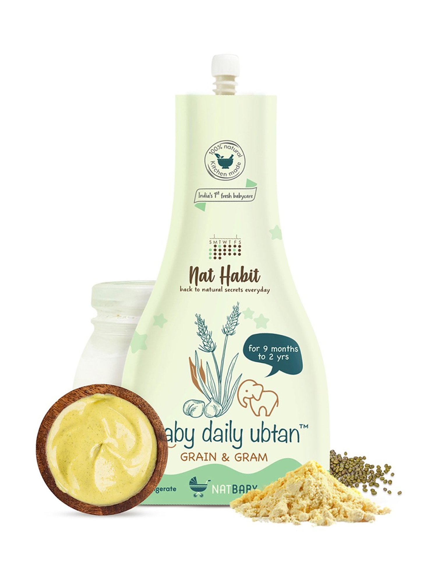 Nat Habit Grain & Gram Baby Daily Ubtan Body Scrub for 9 Months to 2 Years - 80 gm