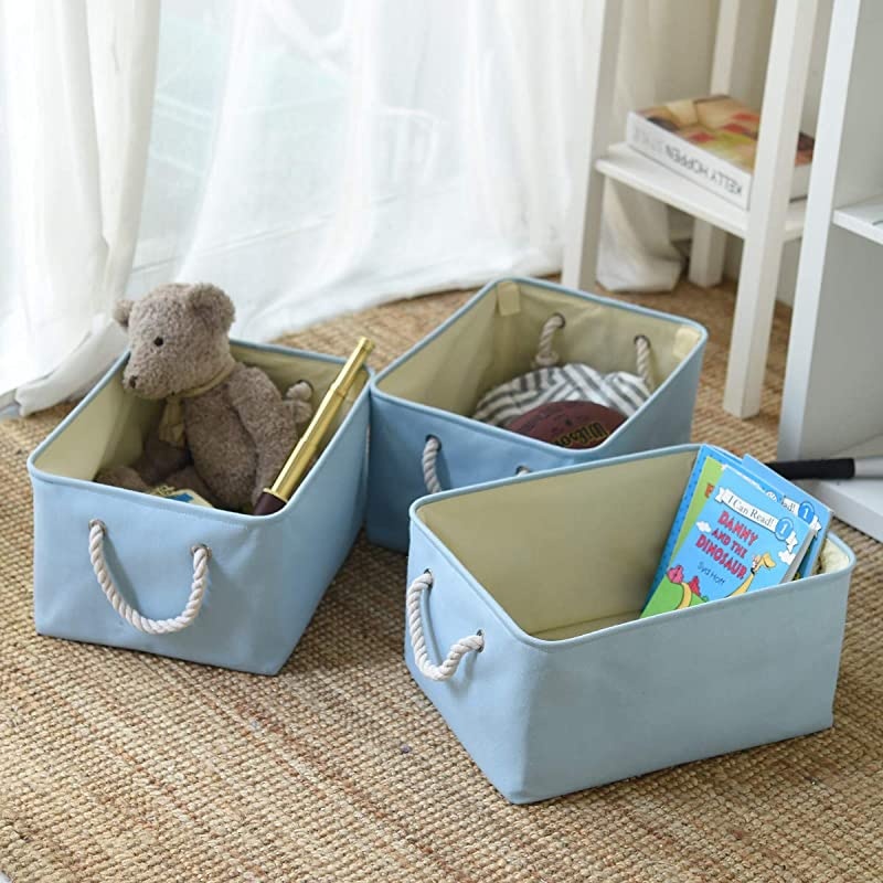 Fabric Storage Bins Baskets for Organizing, Large Sturdy Storage Basket W/Handles, Decorative Foldable Storage Baskets for Shelves Closet Nursery Toy (Large - 3 Pack 15.7L&times;11.8W&times;8.3H).