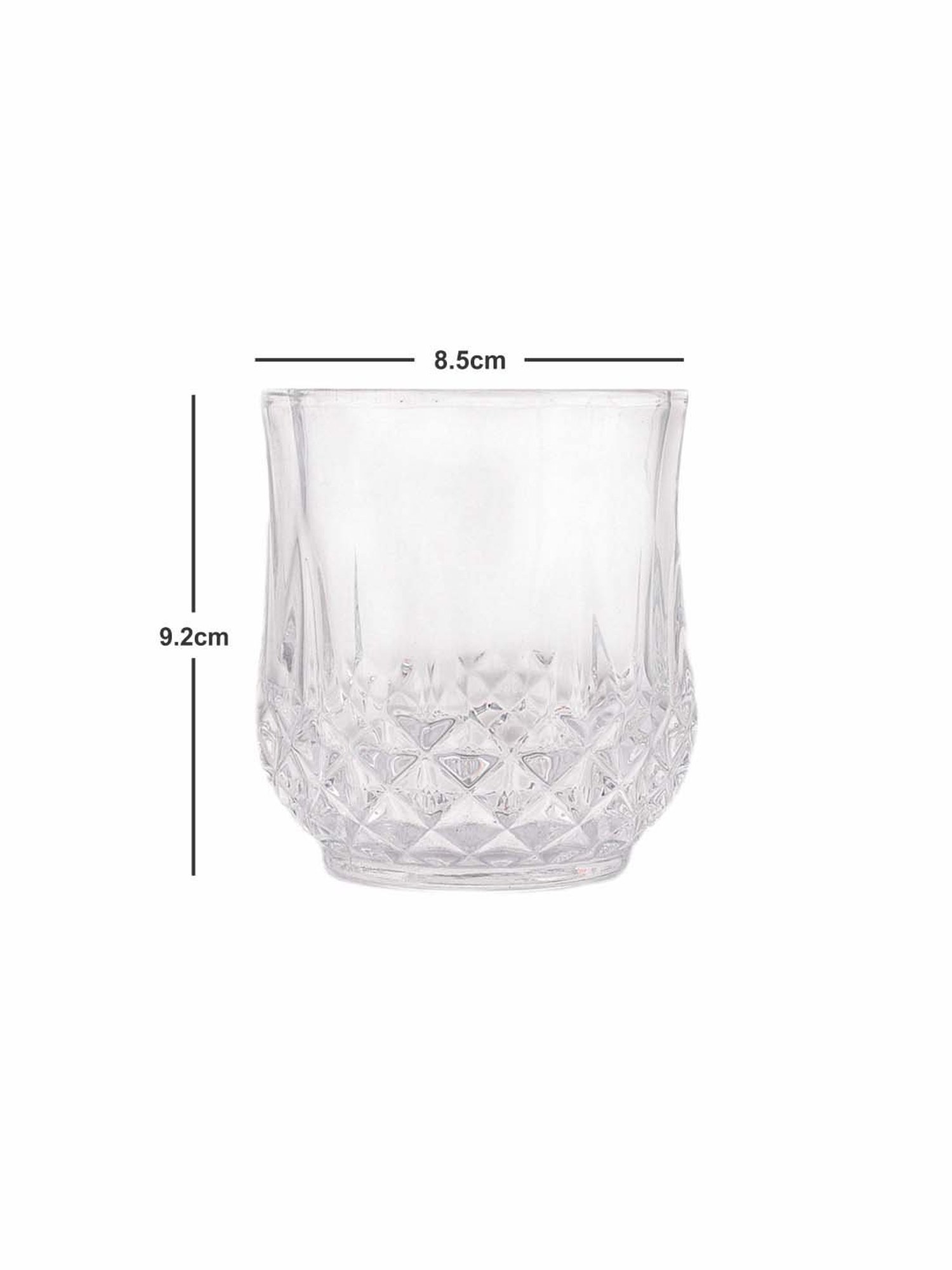 ROXX Long Champ Transparent Whisky Glasses (315 ml) - Set of 6