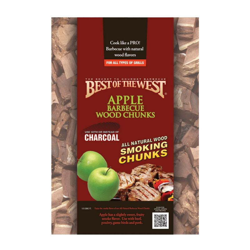 Best of the West 1/5 Cu. Ft. Bag of Natural Smoking Wood Chunks, Apple (6 Pack)