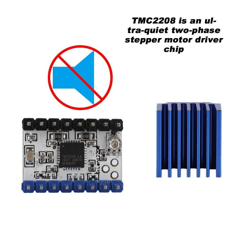 ASHATA TMC2208 V1.2 Stepstick Stepper Motor Driver Carrier,Mute Silent Driver Module,with Heat Sink Screwdriver,Ultra-Quiet Two-Phase Stepper Motor Driver Chip(5PCS)