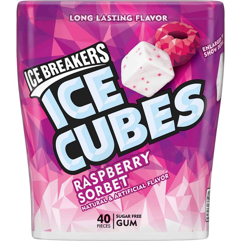 Ice Breakers Ice Cubes Raspberry Sorbet Sugar Free Gum - 40ct
