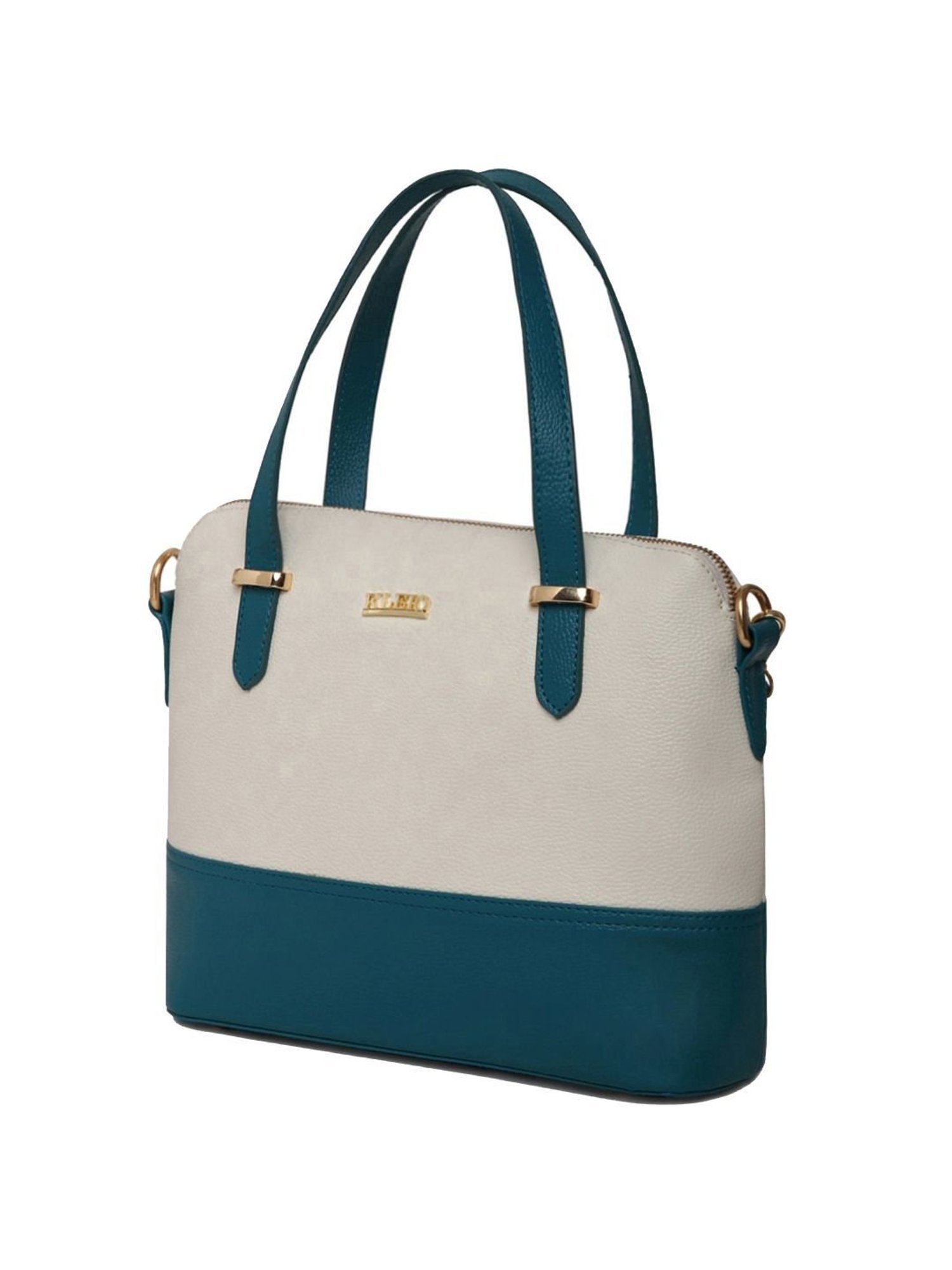 KLEIO White & Blue Solid Medium Handbag