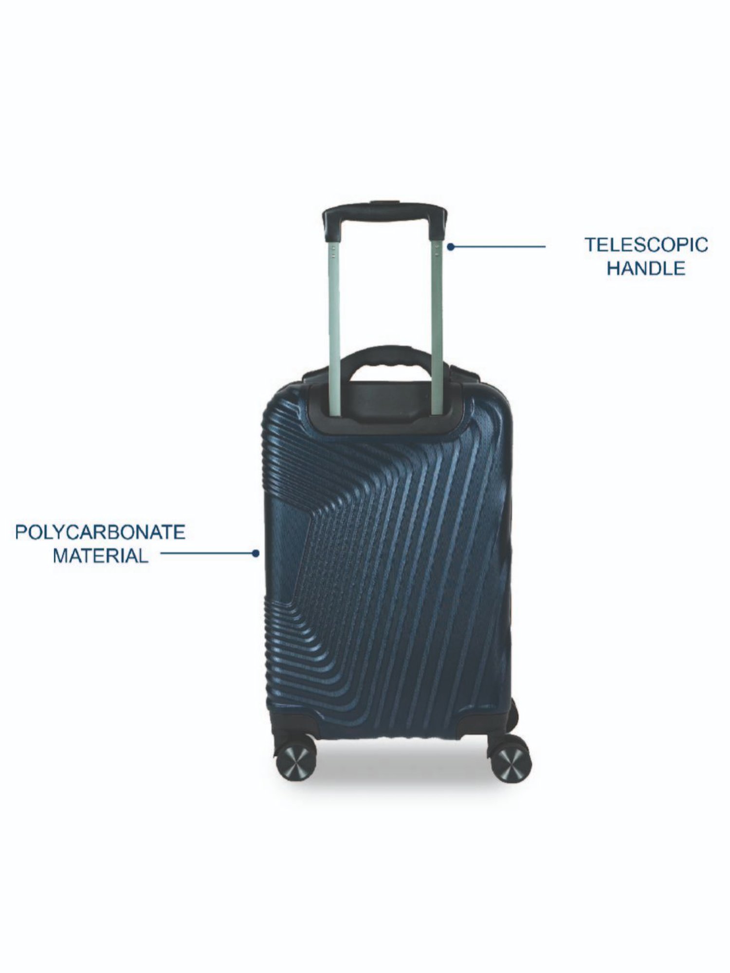 Carriall Navy Blue 8 Wheel Small Hard Cabin Trolley - 33 cm