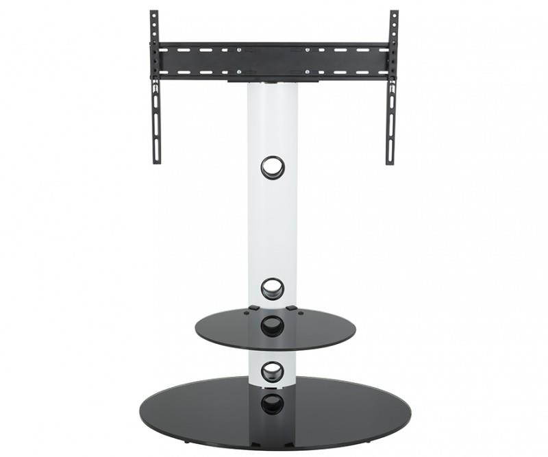 AVF FSL800LUSW-A TV Floor Stand With TV Mounting Column For 32-Inch To 65-Inch TVs, Satin White With Black Shelf