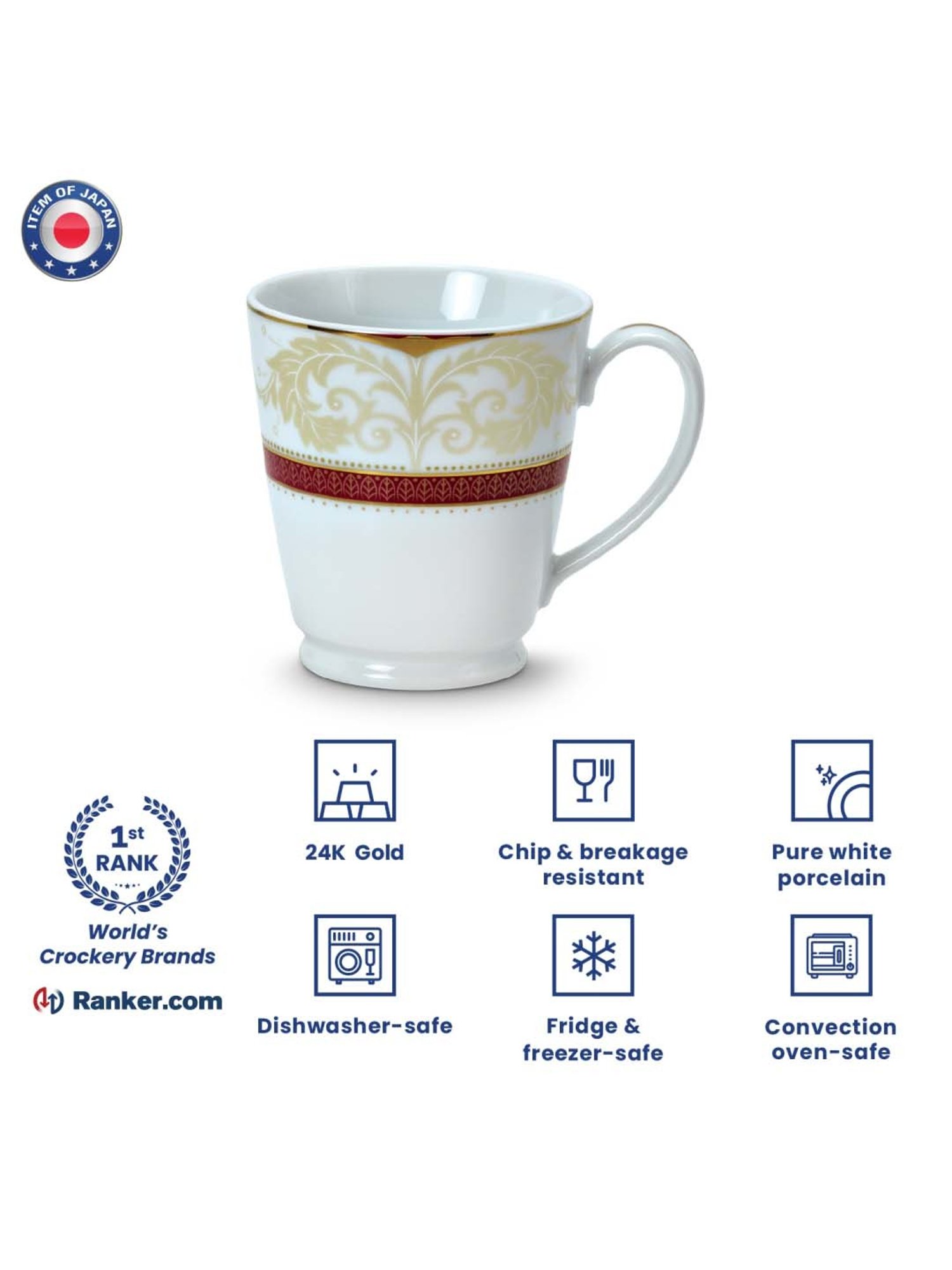 Noritake Queen's Fountain White & Beige Poreclain Milk Mug (0.37 L) - Set of 2