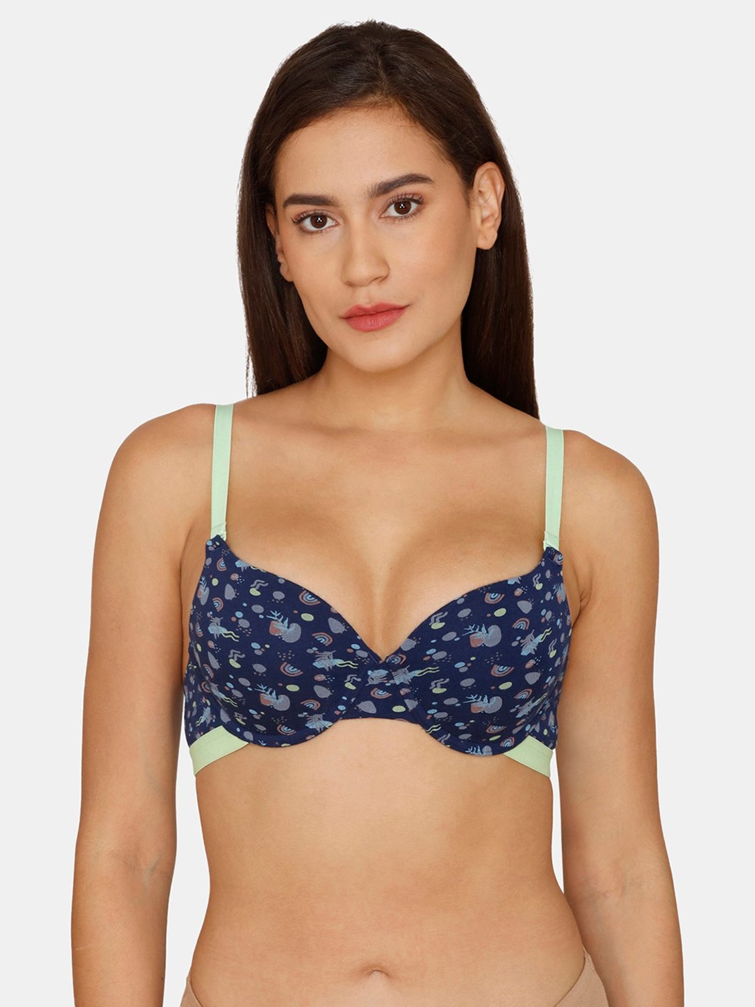 Zivame Dark Blue Under-Wired Push-Up Bra