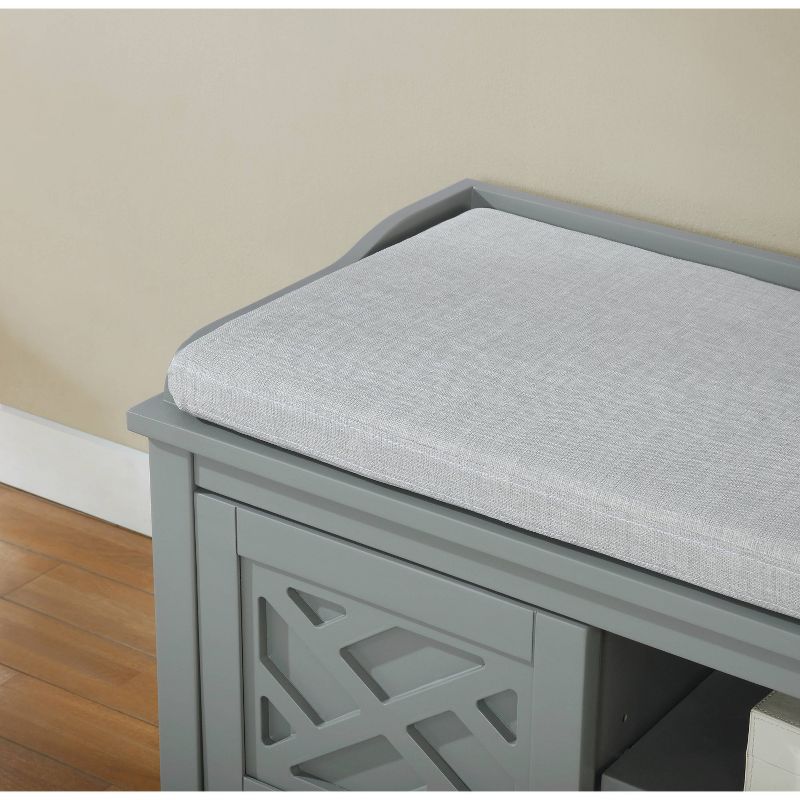 45" Middlebury Wood Storage Bench with Cushion Gray - Alaterre Furniture