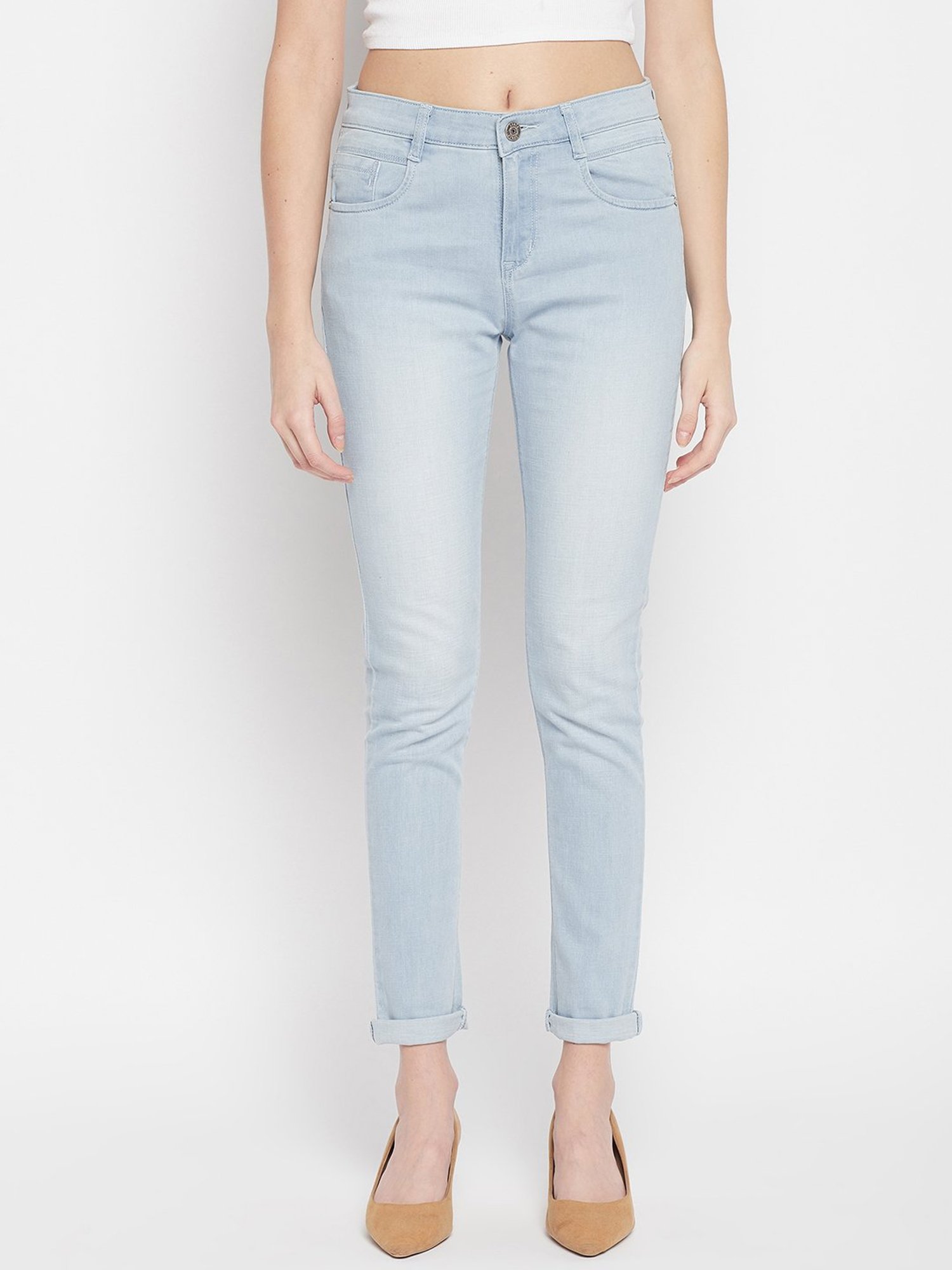 Crozo By Cantabil Light Blue Regular Fit Mid Rise Jeans