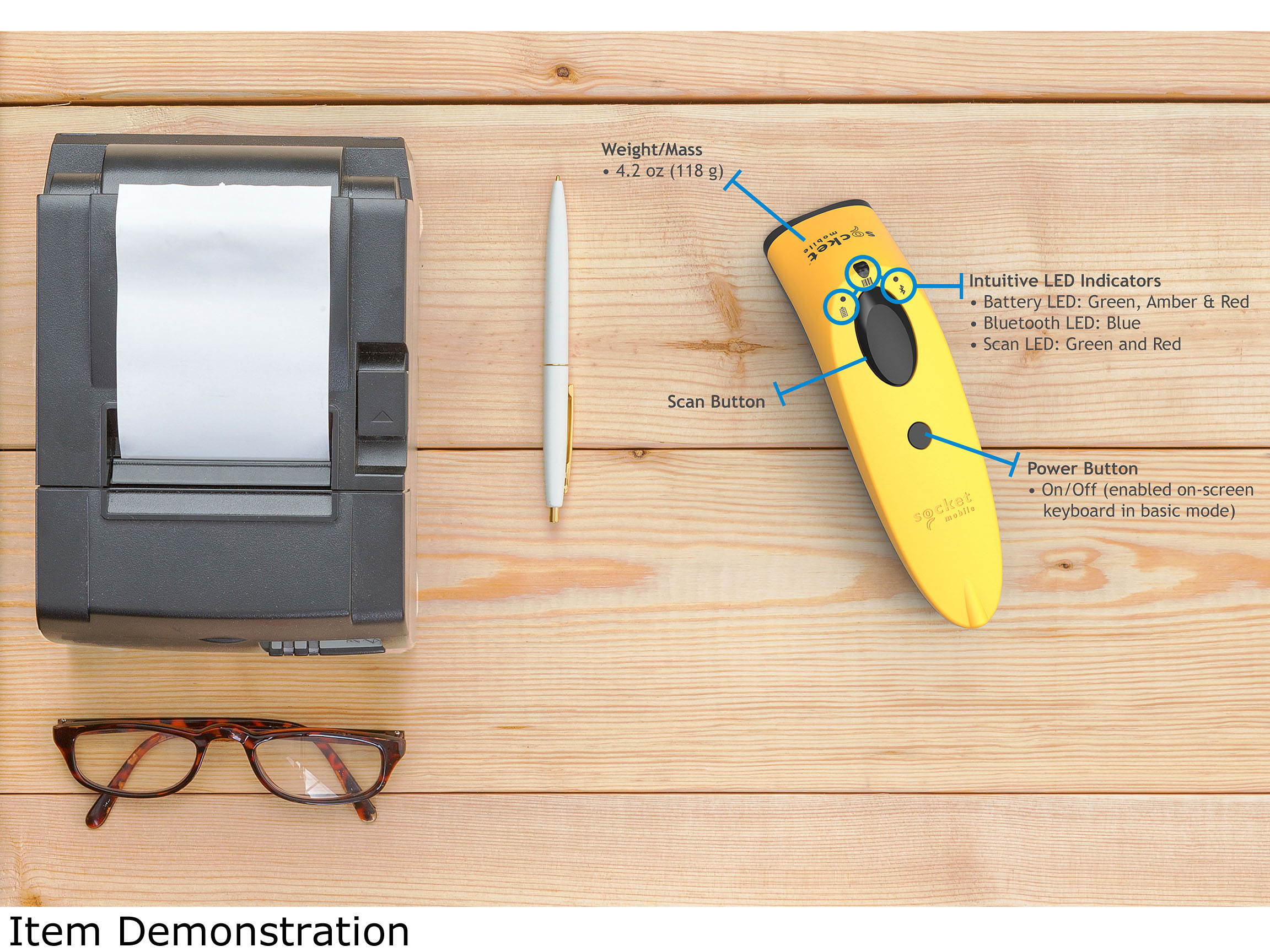 Socket Mobile SocketScan S730 1D Laser Barcode Scanner with Bluetooth, Yellow - CX3402-1860