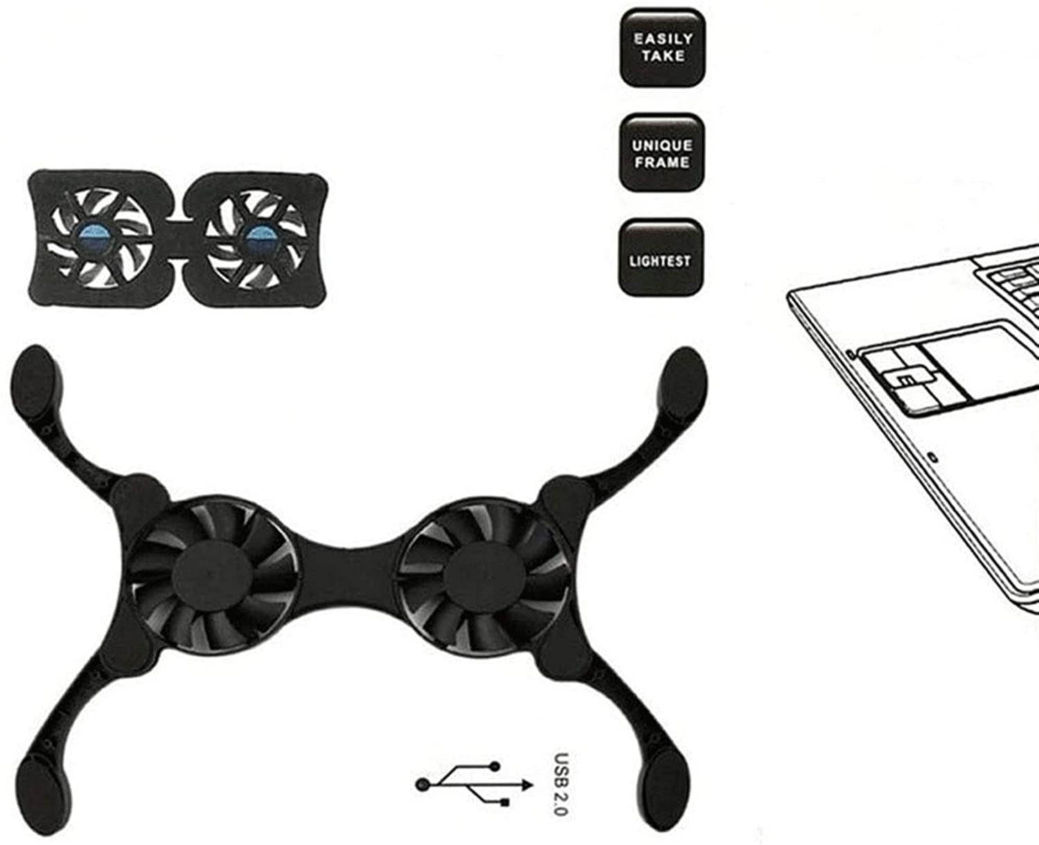 RGB Laptop Cooling Pad with 6 Quiet LED Fans 5 Heights Adjustable and Phone Stand, Dual USB Ports Gaming Laptop Cooler for 11"-18" Gaming Laptops (Blue)