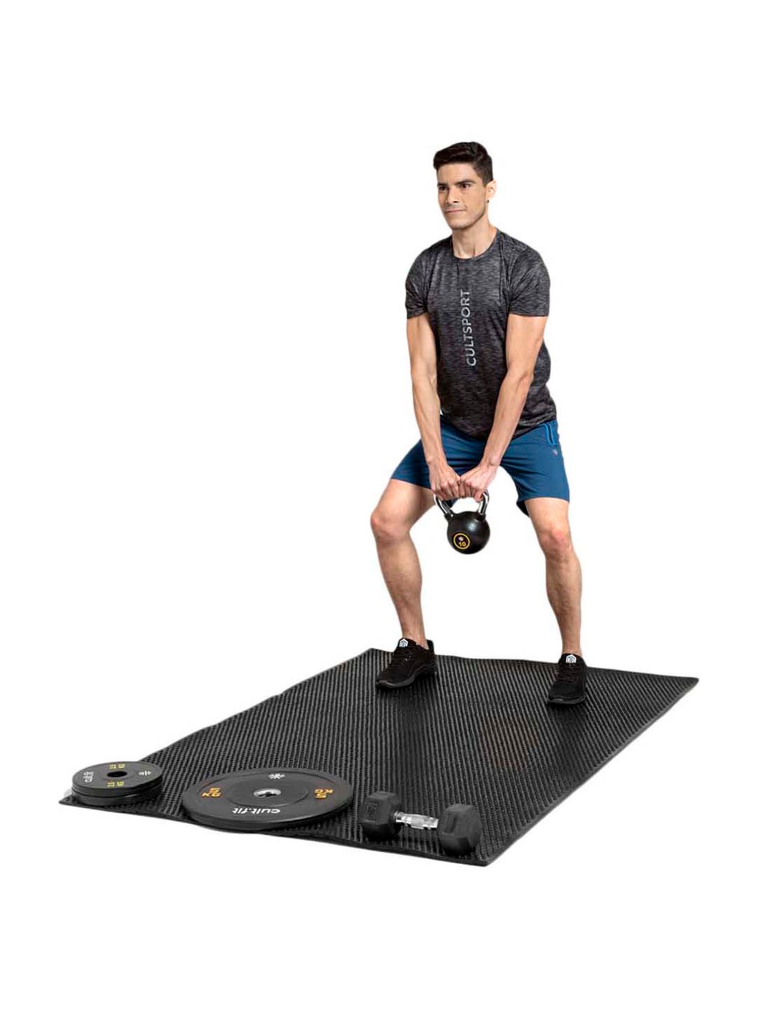 Cultsports Black Rubber Workout Mat