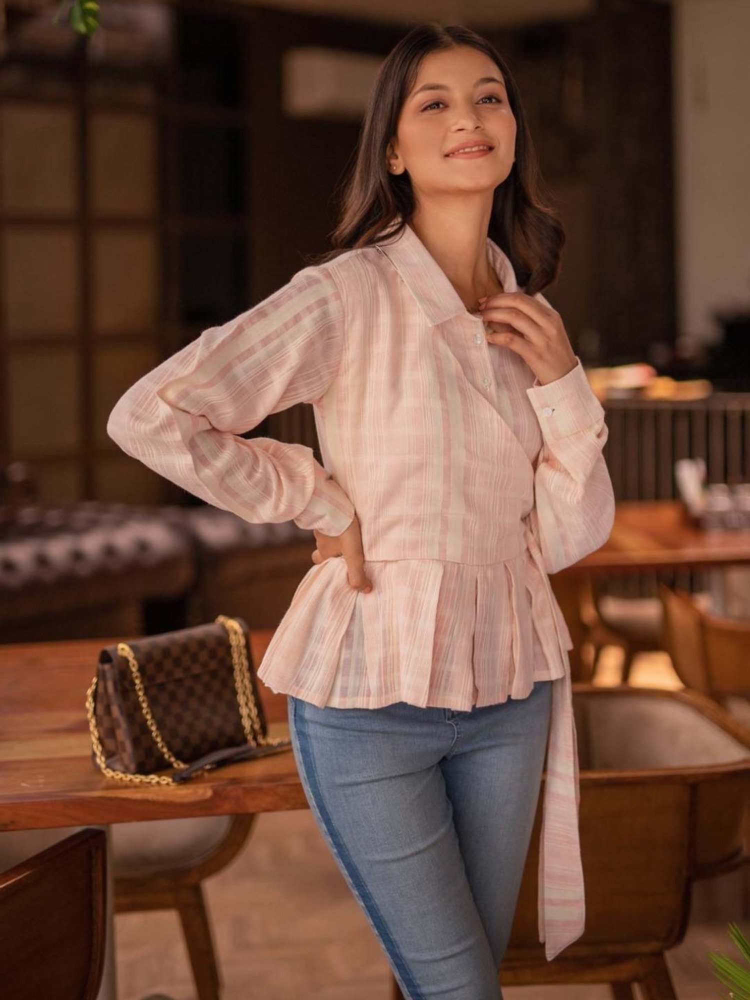 BInfinite Pink Button Front Knot Side Shirt