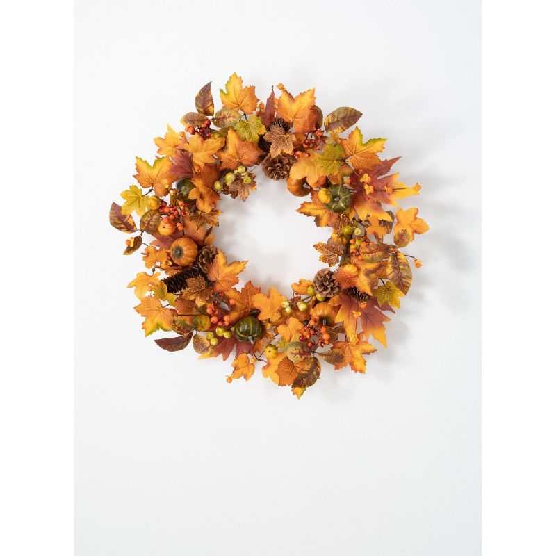 Sullivans Pumpkin & Berry Artificial Wreath 22"H Orange
