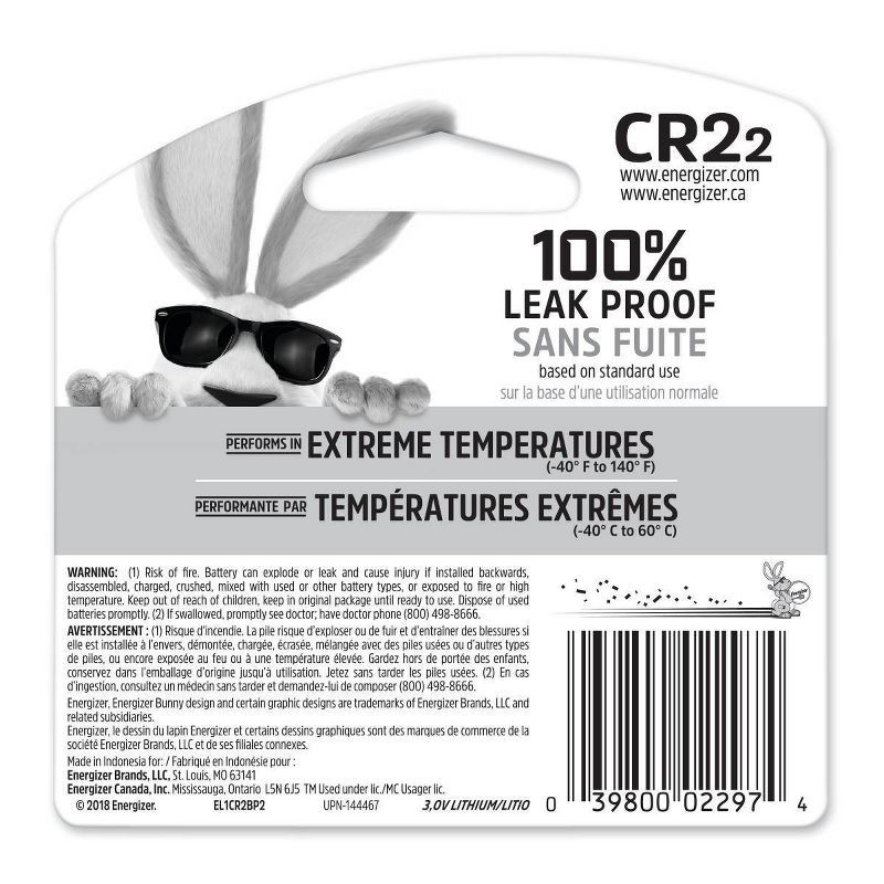 Energizer 2pk CR2 Batteries Lithium Photo Battery