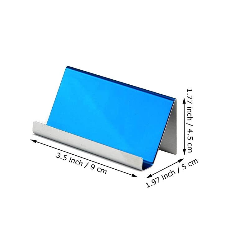 Metal Desktop Card Holder for Desk Business Card Display for Women Blue 1 Pack