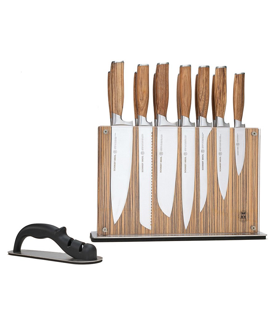 Schmidt Brothers Cutlery Zebra Wood 15-Piece Knife Block Set