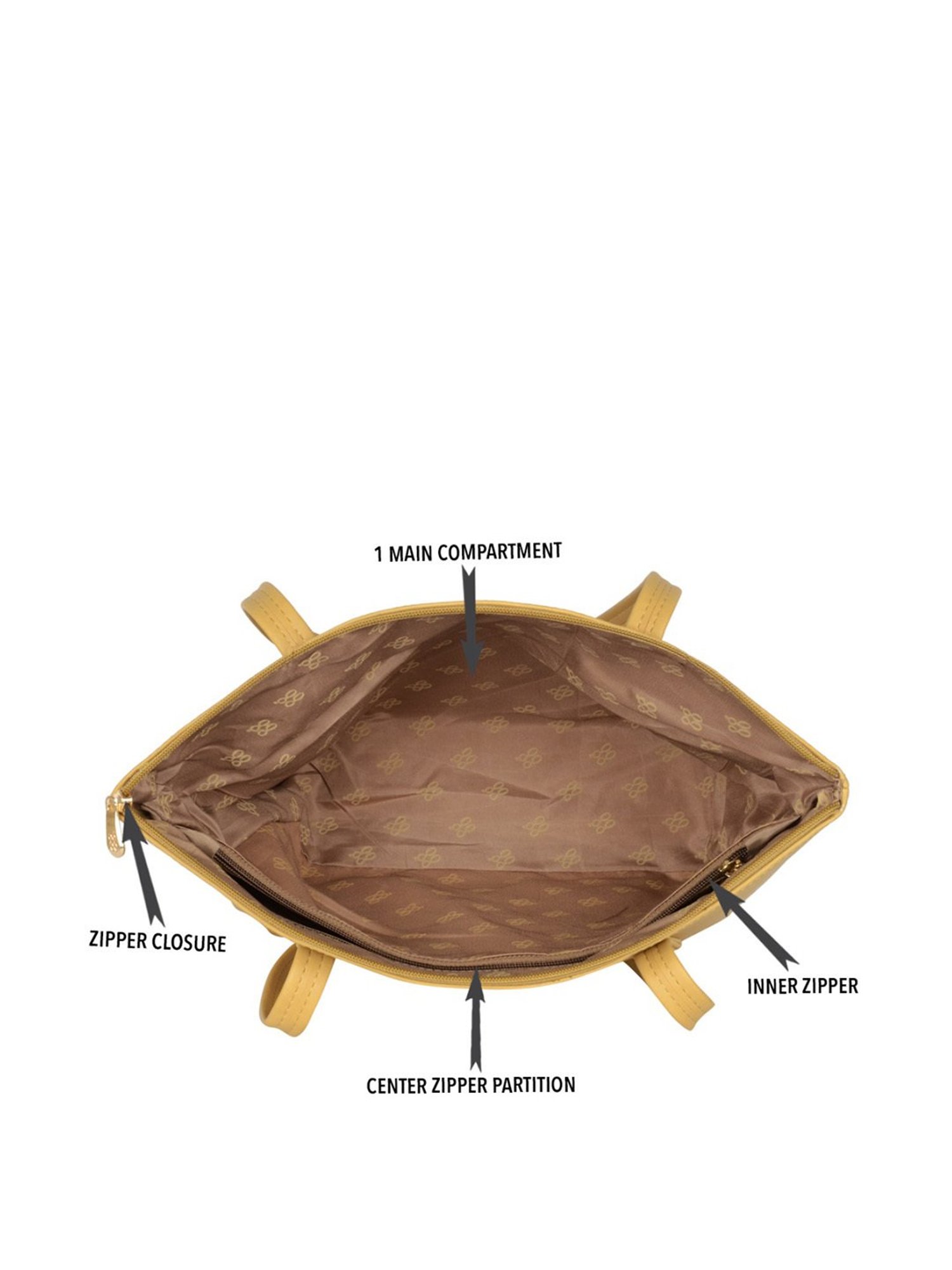 Baggit Yellow Solid Medium Tote Handbag