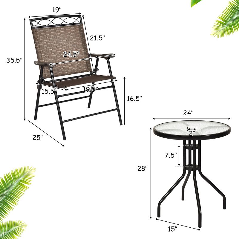 3pc Steel Bistro Set Gray - Nuu Garden