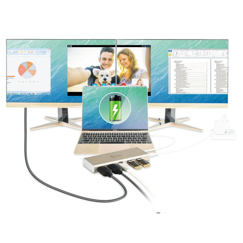 j5create USB Type-C&trade; Dual HDMI Mini Dock-Ethernet/ USB 3.1 HUB / PD2.0