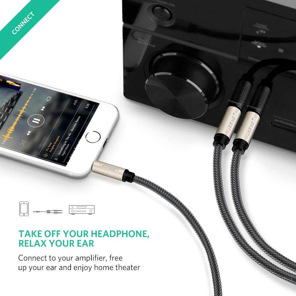 AU111 6 Feet Premium Audio Extension Cable Nylon Braided 35mm TRRS 4 Poles Jack Male to Female