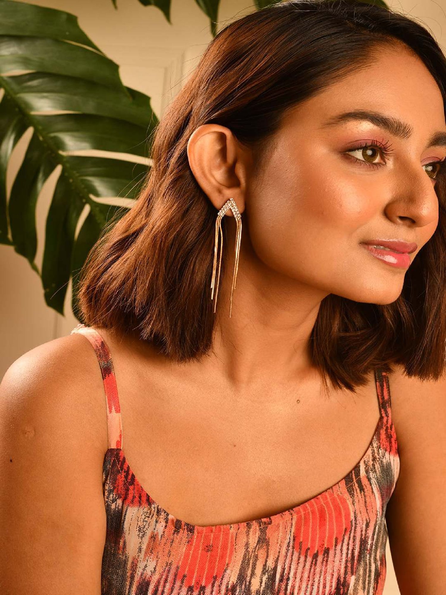 Jewelz Western Extremely Lightweight Chain Step Tassle Earrings for Women