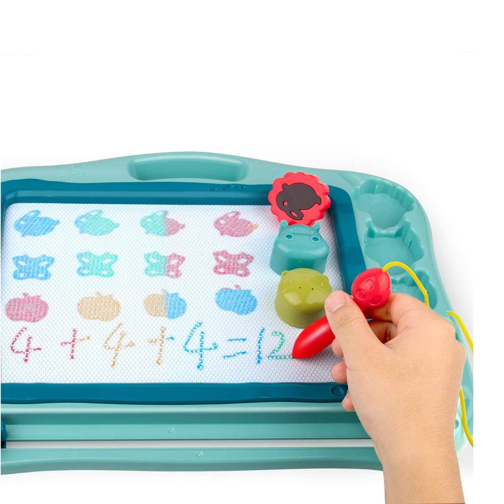Magnetic Drawing Board Painting Doodle Board Colorful Erasable Writing Sketching Pad with Adorable 3 Stamps Magnet Pen Gifts Toys for Kids